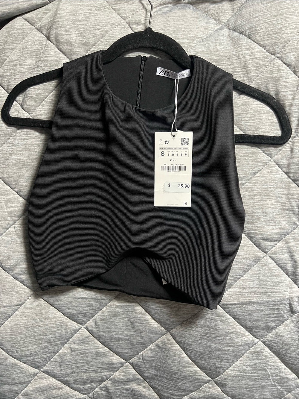 Zara Black Twist-Front Crop Tank